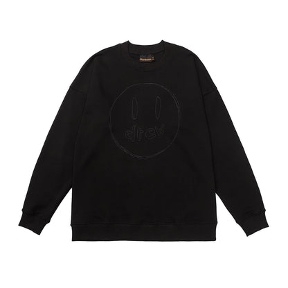 Drew House Sweatshirts Unisex Sketch Smiley Face Crew Neck Sweatshirts