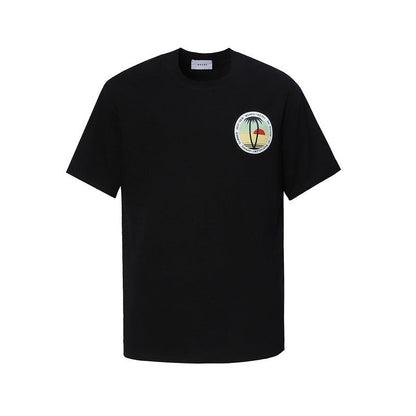 Rhude T-shirt Sunset Coconut Alphabet Print Short Sleeve T-shirt