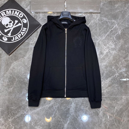 Chrome Heart Hoodie Crowe cotton terry zip-up cardigan hooded sweater