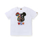 Bape Bearbrick T-Shirt Beii & Bape Classic Pattern Summer Pure Cotton Same Style For Men And Women
