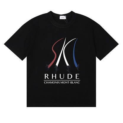 Rhude T-shirt Ski Theme Letter Print Short Sleeve T-shirt