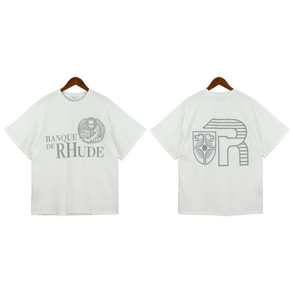 Rhude T-shirt Micro Label Letter Logo Line Pattern Short Sleeve T-shirt Loose