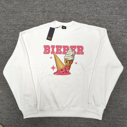 Drew House Sweatshirts Unisex Ice Cream Pattern Fleece Crew Neck Sweater