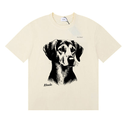 Rhude T-shirt Hound Letter Print Short Sleeve T-shirt