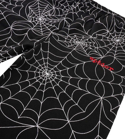 Sp5der Embroidered AOP Sweatpants Black