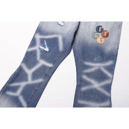 Gallery Dept Jeans leather label embroidery water ripple gradual change wash jeans
