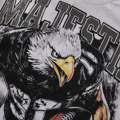 MAJESTIK Eagle Football Rhinestone Graphic T-Shirt ¡ª detail