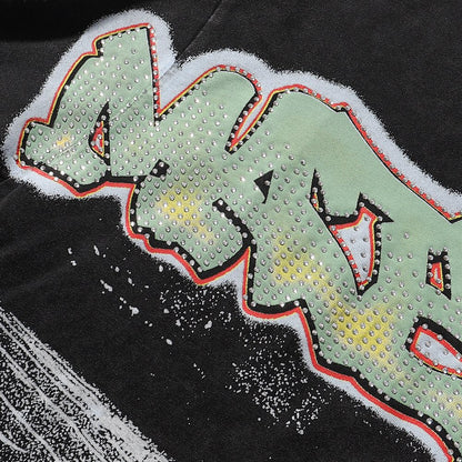 MAJESTIK Bulldog Football Rhinestone Cropped T-Shirt ¡ª detail