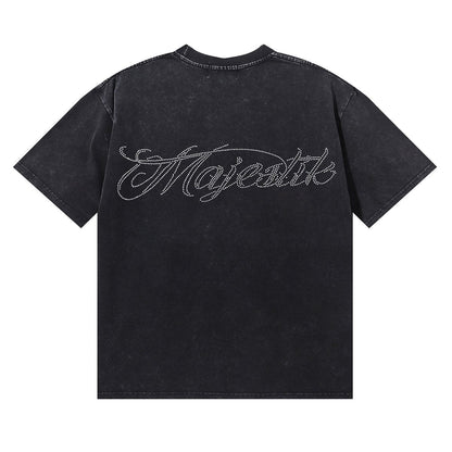 MAJESTIK Bulldog Football Rhinestone Cropped T-Shirt ¡ª back