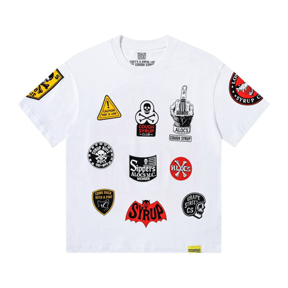 THAT'S A AWFUL LOT OF COUGH SYRUP Patch Graphic Short-Sleeve T-Shirt ¡ª front
