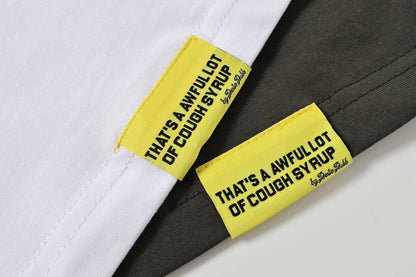 THAT'S A AWFUL LOT OF COUGH SYRUP Patch Graphic Short-Sleeve T-Shirt ¡ª fabric_closeup