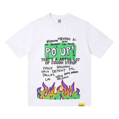 THAT'S A AWFUL LOT OF COUGH SYRUP PO UP Flame Graphic Short-Sleeve T-Shirt ¡ª front