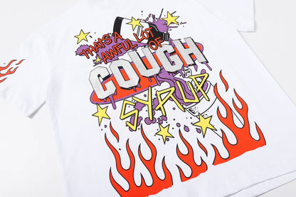 THAT'S A AWFUL LOT OF COUGH SYRUP Flame Graphic Short-Sleeve T-Shirt ¡ª detail