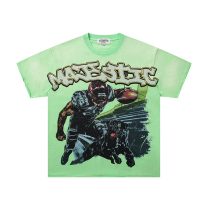 MAJESTIK Mint Green Football Graphic T-Shirt ¡ª hero