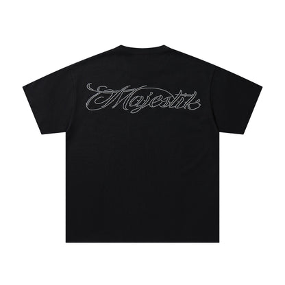 MAJESTIK Distressed Rhinestone Graphic T-Shirt ¡ª back