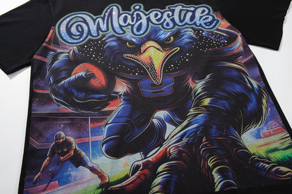 MAJESTIK Distressed Rhinestone Graphic T-Shirt ¡ª detail