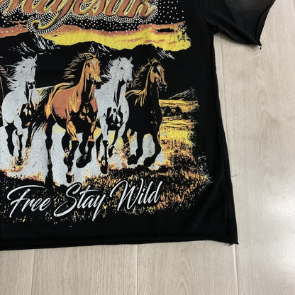 MAJESTIK Live Free Horse Graphic Short-Sleeve T-Shirt ¡ª detail