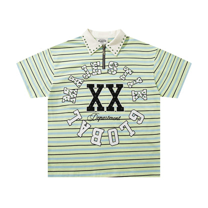 MAJESTIK Mint Green Striped Half-Zip Polo Shirt ¡ª hero