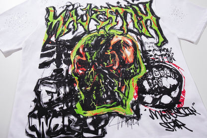 MAJESTIK Distressed Rhinestone Graphic Short-Sleeve T-Shirt ¡ª detail