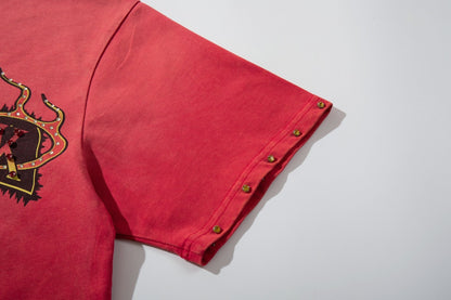 MAJESTIK Washed Red Graphic Short-Sleeve T-Shirt ¡ª detail
