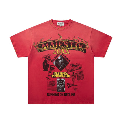 MAJESTIK Washed Red Graphic Short-Sleeve T-Shirt ¡ª hero