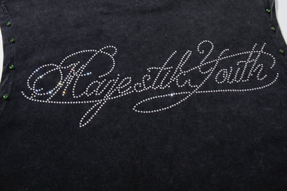 MAJESTIK Rhinestone Graphic Sleeveless T-Shirt ¡ª detail