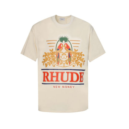 Rhude T-shirt Parrot Wheat Ear Letter Print Short Sleeve T-shirt