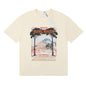 Rhude T-shirts Varenna Town Printed Cotton Casual Short Sleeves Men and Women