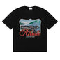 Rhude T-shirts Lake Como Lakeside Town Printed Cotton Casual Short Sleeves Men and Women