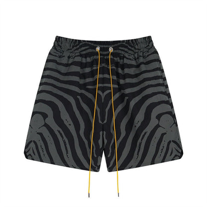 Rhude T-shirt Zebra Letter Embroidery Casual Short Sleeve Shirt, Shorts