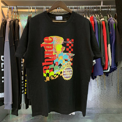 Rhude T-shirts Cotton Short Sleeves Loose Men and Women
