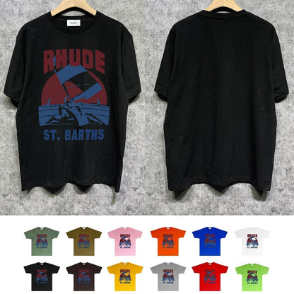 Rhude T-shirts Printed Trendy Pure Cotton