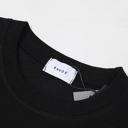 Rhude T-shirts Racing Tire Change Scene Printed Cotton Casual Short Sleeves Men and Women