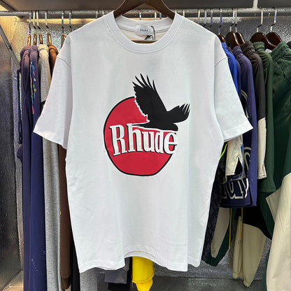 Rhude T-shirts Black Peace Dove Print Cotton Casual Short Sleeve Men and Women
