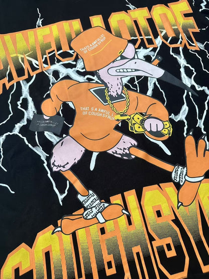 THAT'S A AWFUL LOT OF COUGH SYRUP Lightning Cartoon Graphic T-Shirt ¡ª detail